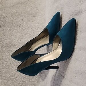 Teal a.n.a. Claire suede heels
